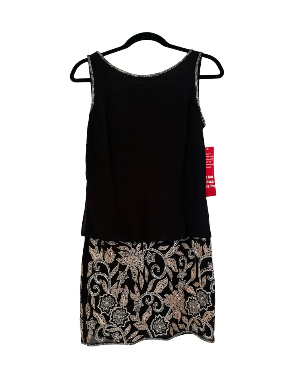 NWT Adrianna Papell Black Beaded Blouson Cocktail Dress (Size 2)